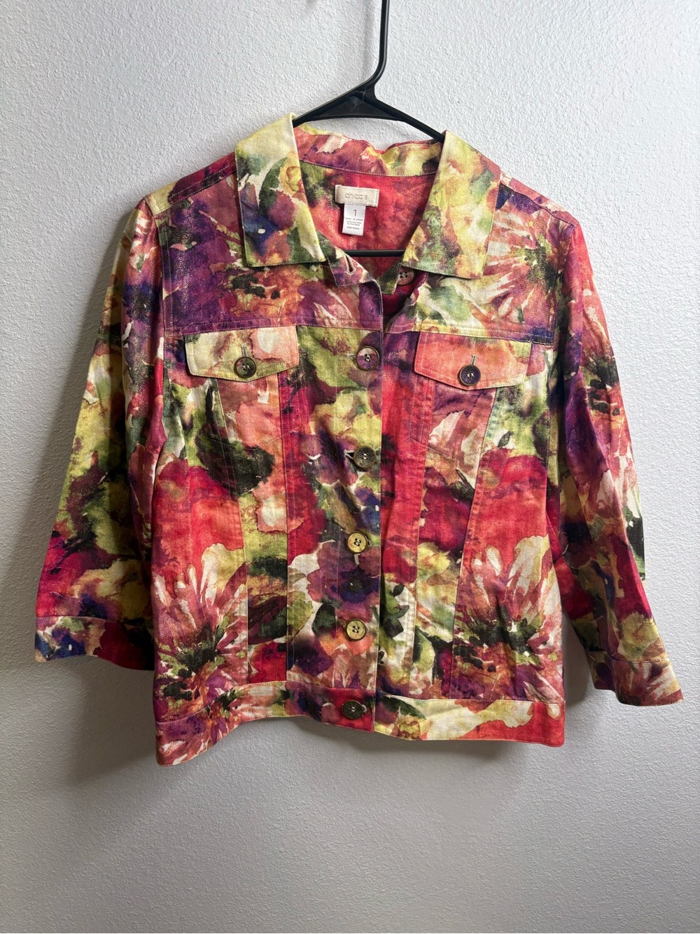 Chico’s Size 1 Medium Floral Jacket